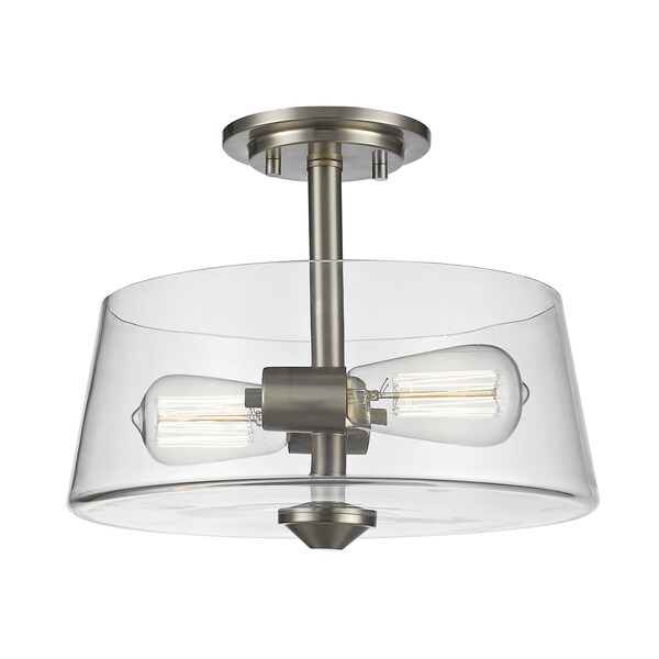 Z-Lite Annora 2 Light Semi Flush Mount, Brushed Nickel & Clear 428SF2-BN - main